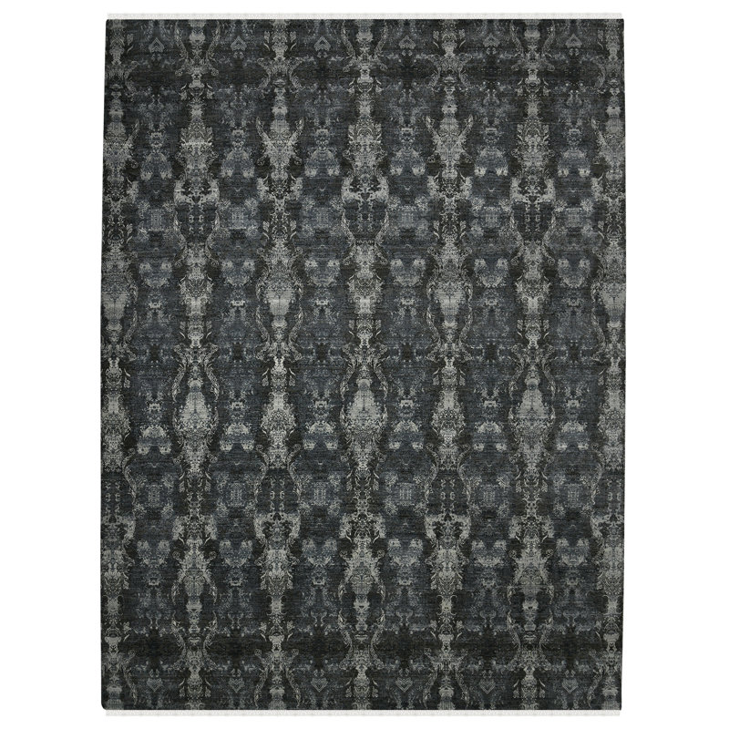 Tapis gris / beige en laine noué à la main Olhouse Olker, Rectangle 8 pi x 10 pi