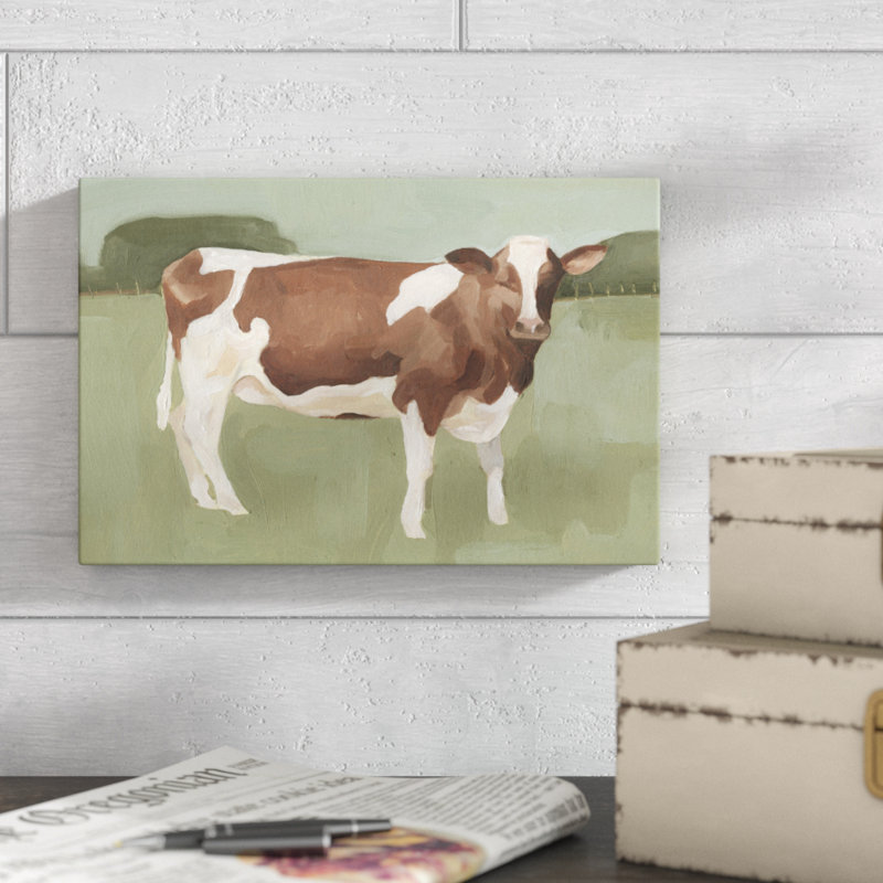 «Bovine Field II», peinture sur toile, H 8 po x l 12 po