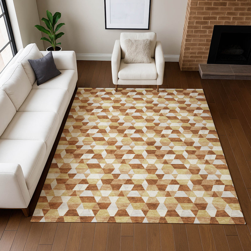 Machine Washable Indoor/Outdoor Chantille ACN2694 Geometric Rug, Paprika, 5 pi x 7 pi 6 po
