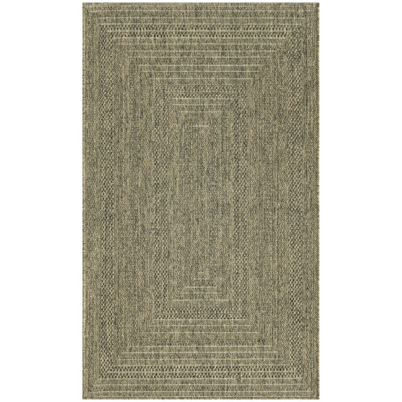 Cascio Geometric Indoor/Outdoor Area Rug, Rectangle 2' x 3', Olive