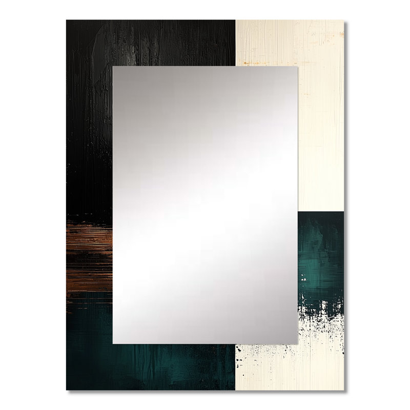 Au-delà des angles Golden Emerald Forms II - miroir mural géométrique unique, miroir blanc, impression d'art en métal