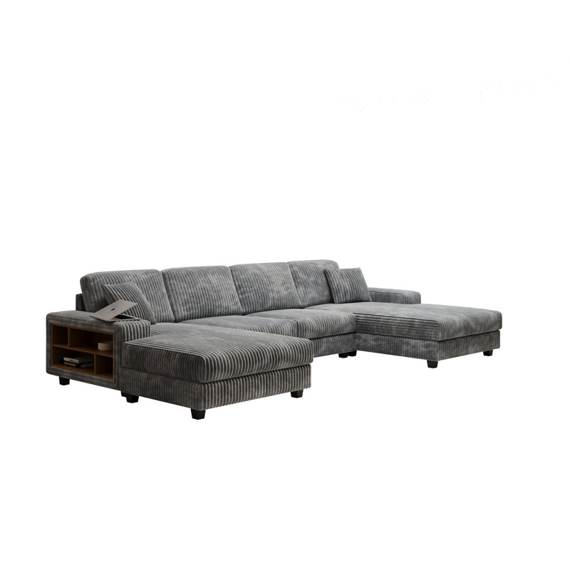 Canapé convertible en forme de U, Tissu gris foncé