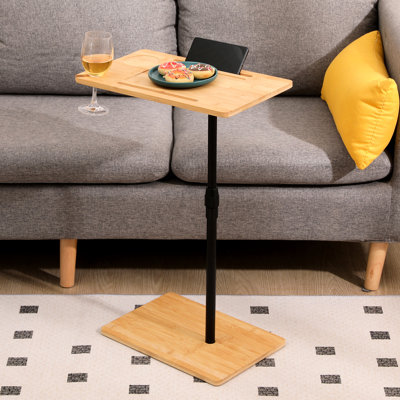Table d'appoint rectangulaire à hauteur réglable, avec porte-rasoir pour plateau de salon et de chambre à coucher réglable, brosse à dents à 2 niveaux