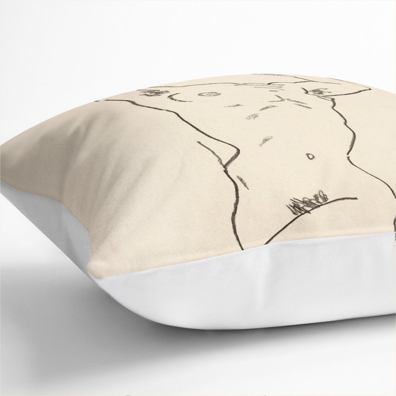 Study Of A Naked Woman Vol.2 Square Throw Cushion, White, 55cm H x 55cm W x 20cm D