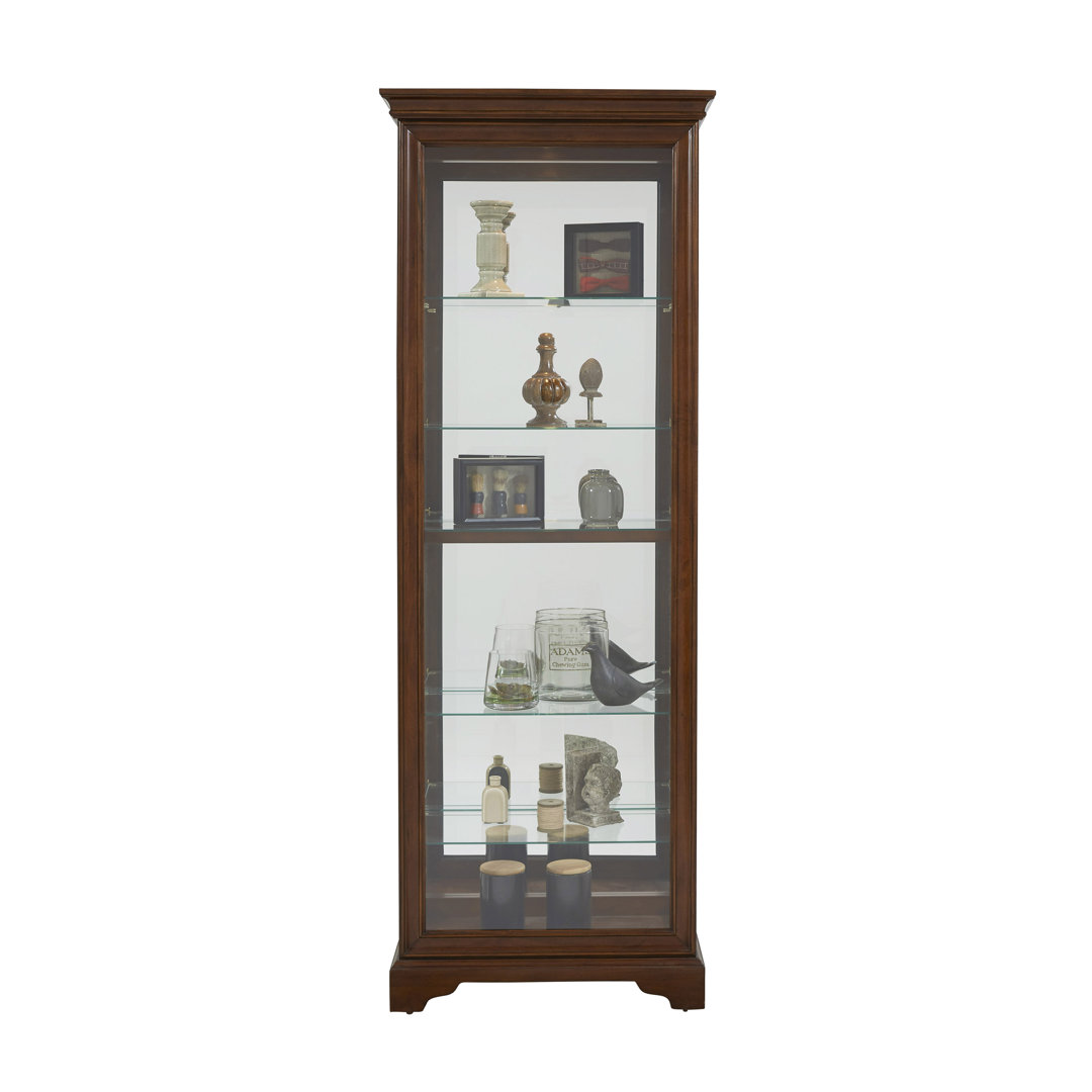 Mirrored 5 Shelf Gallery Curio Cabinet in Oak Brown Pulaski Furniture