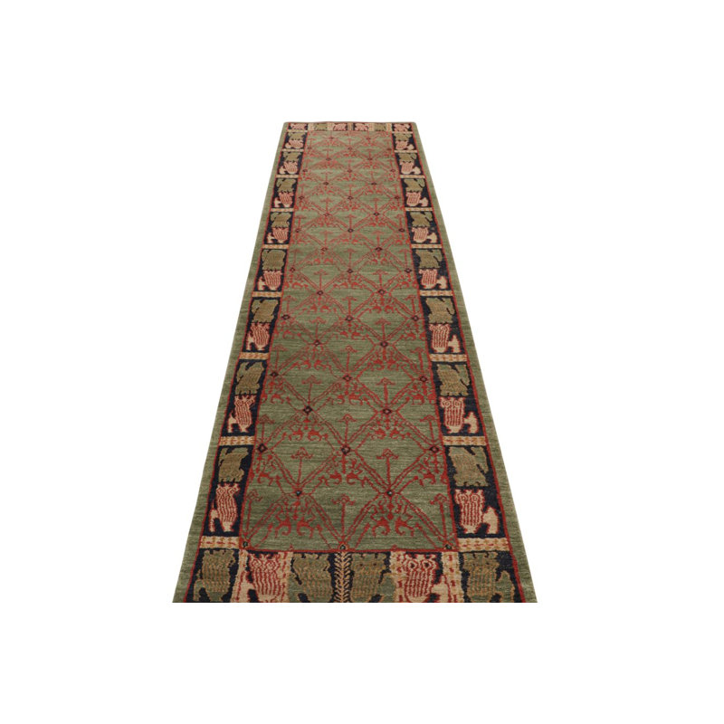 European Kilim Wool Geometric Area Rug, Square 4'