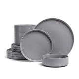 over&back Stackable 12-Piece Semi Hand-Finished Stoneware Dinnerware Set