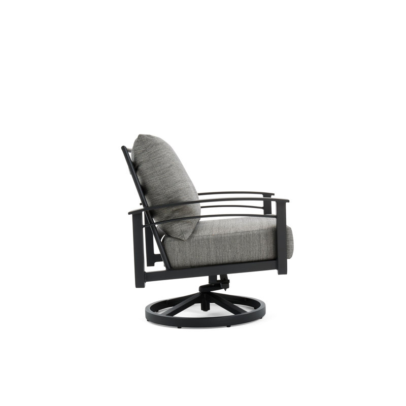 Stanford Cushion Swivel Rocker Lounge Chair, Textured Pewter