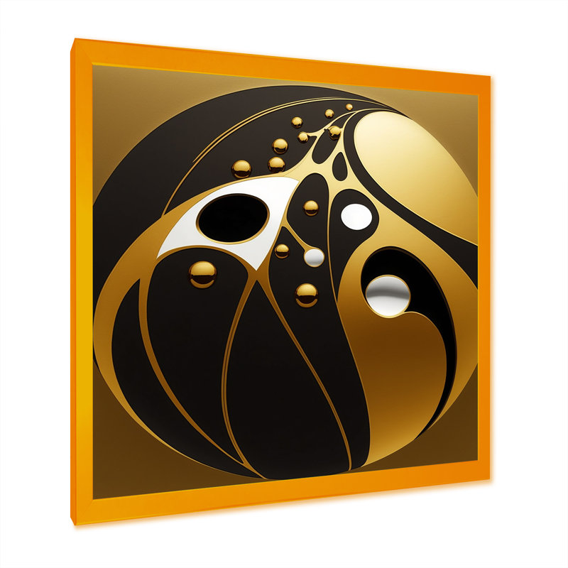 Creasman Golden and Black Sphere I - reproduction sur toile, H 24 po x l 24 po x P 1 po, Encadrement doré
