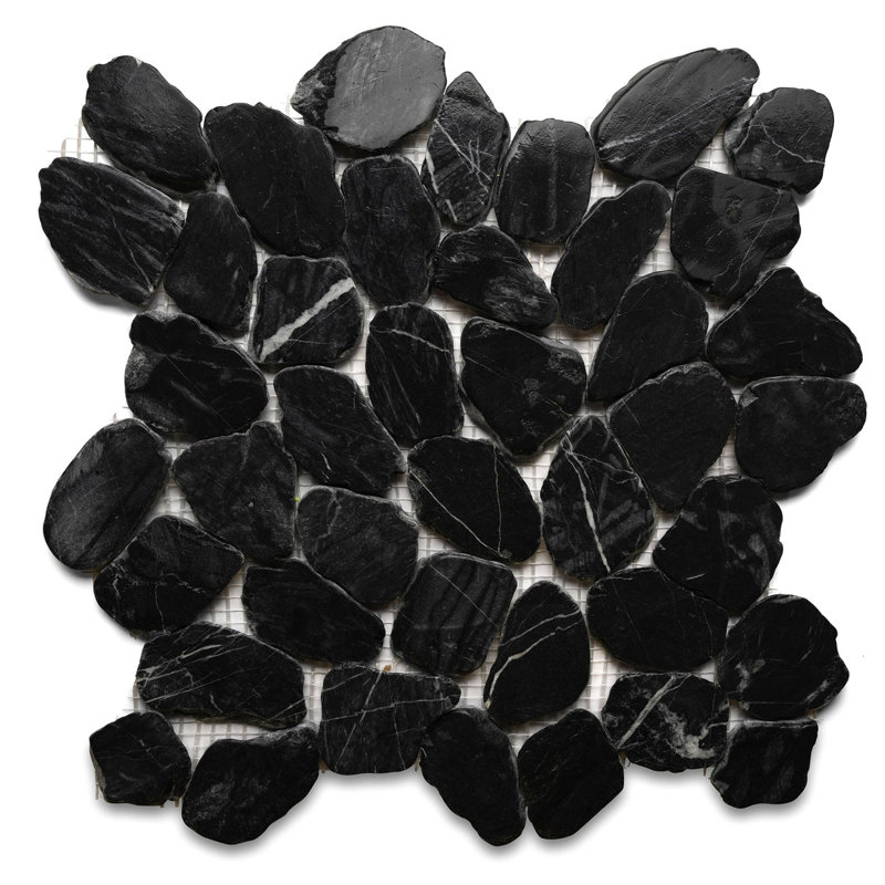 CNK Tile Tempest Black Slice Round, Tempête noire - 1 feuille (1 pied carré)