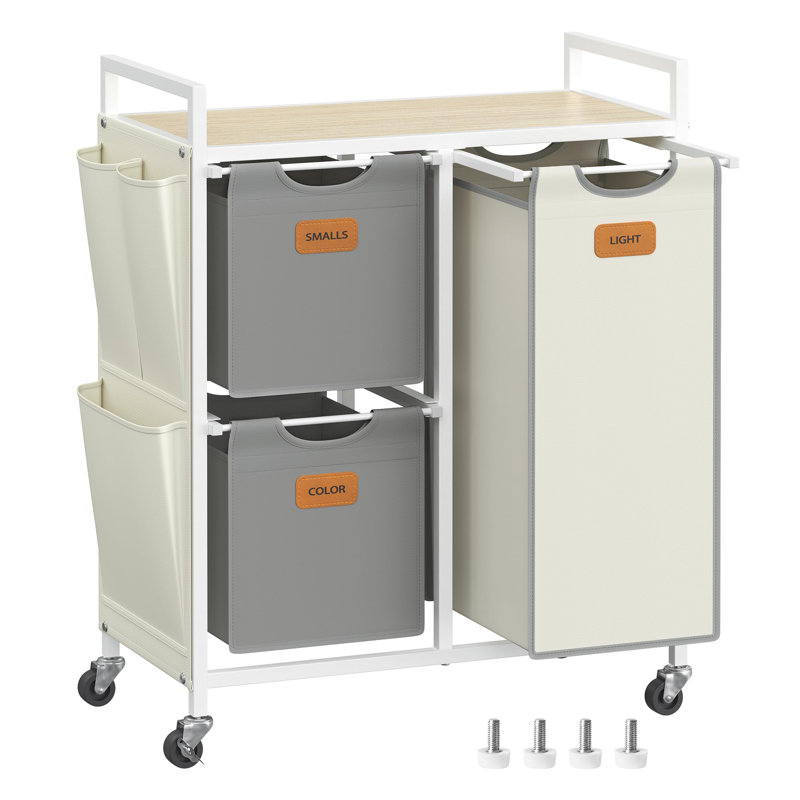 Rolling Laundry Hamper with Handles, Dove Grey