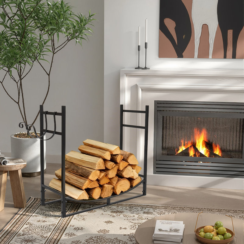 33-Inch Black Iron Firewood Rack