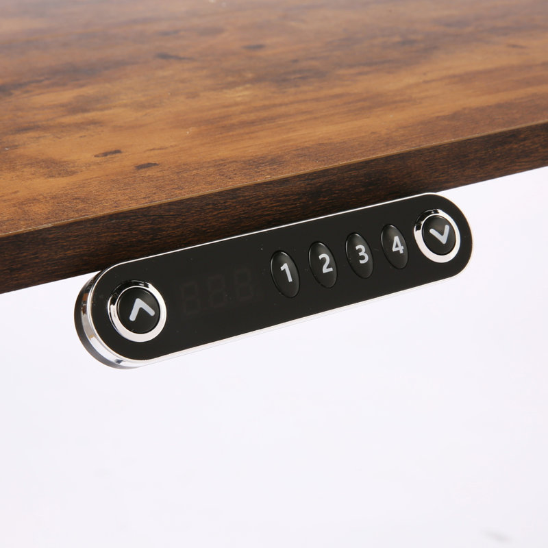 Bureau pour jouer courbé Huben, Brun / Noir, H 27 po x l 55 po x P 24 po