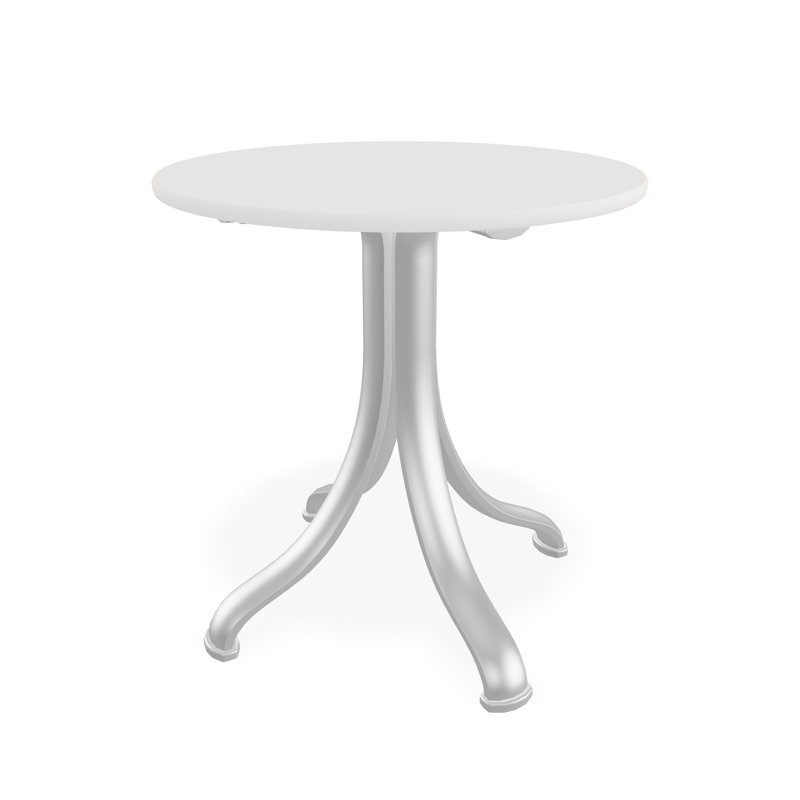 Outdoor Round Side Table, White/White
