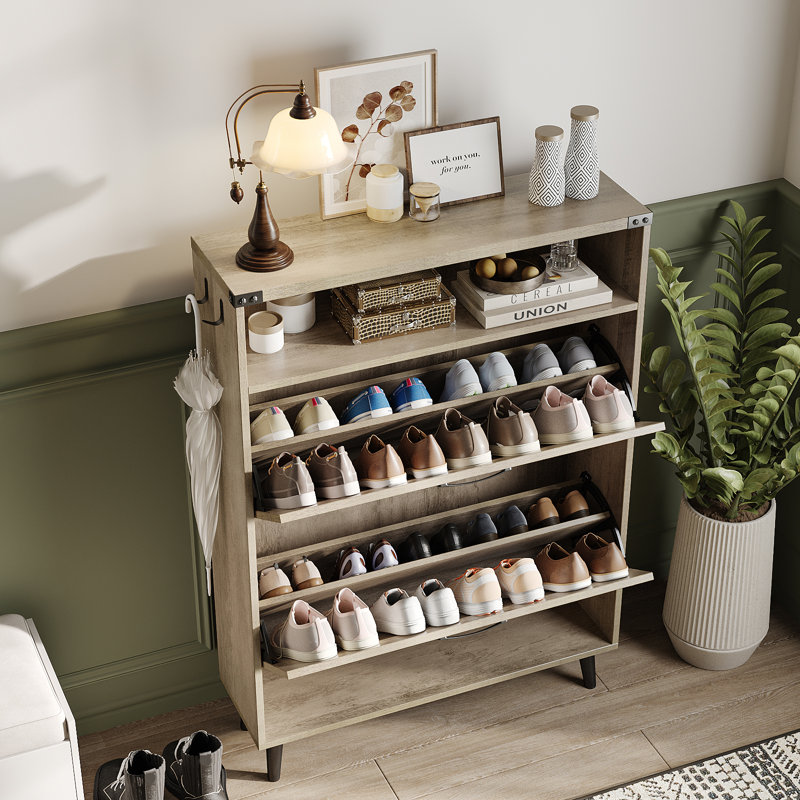 Armoire de rangement pour chaussures 16 tiroirs, gris