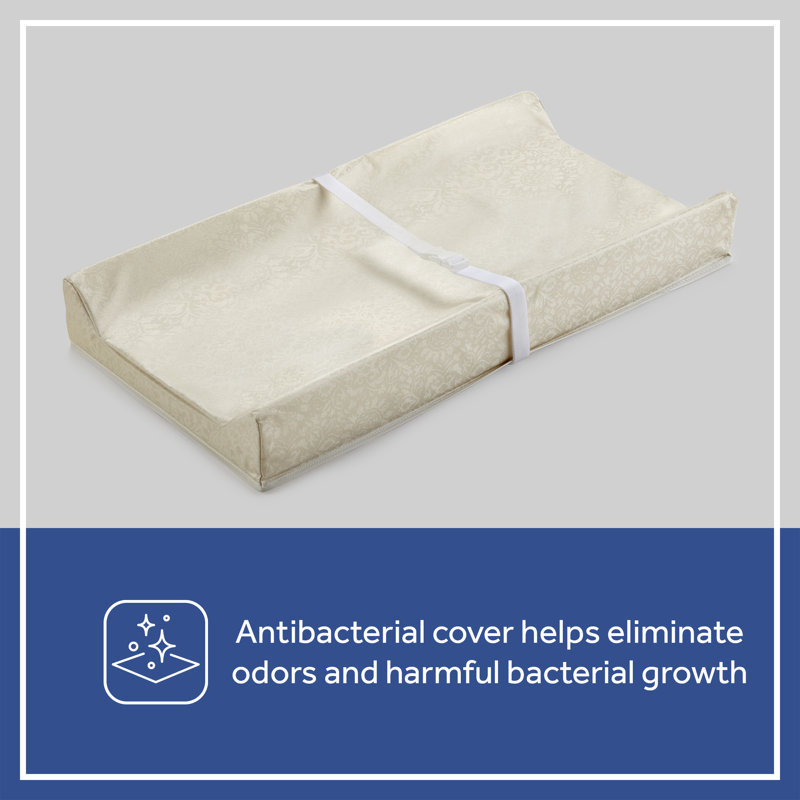White Antibacterial Waterproof Contoured Baby Changing Pad