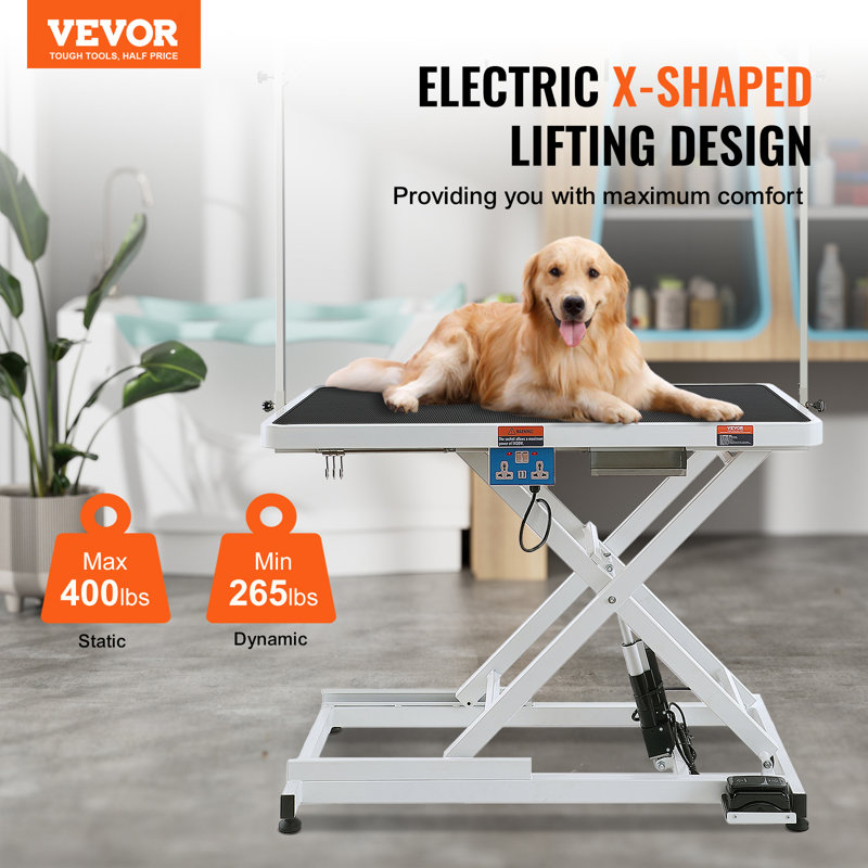 White Adjustable Stainless Steel Electric Pet Grooming Table
