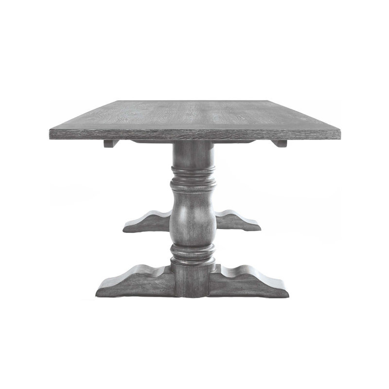Rectangular Trestle Table With Double Turned Pedestal
