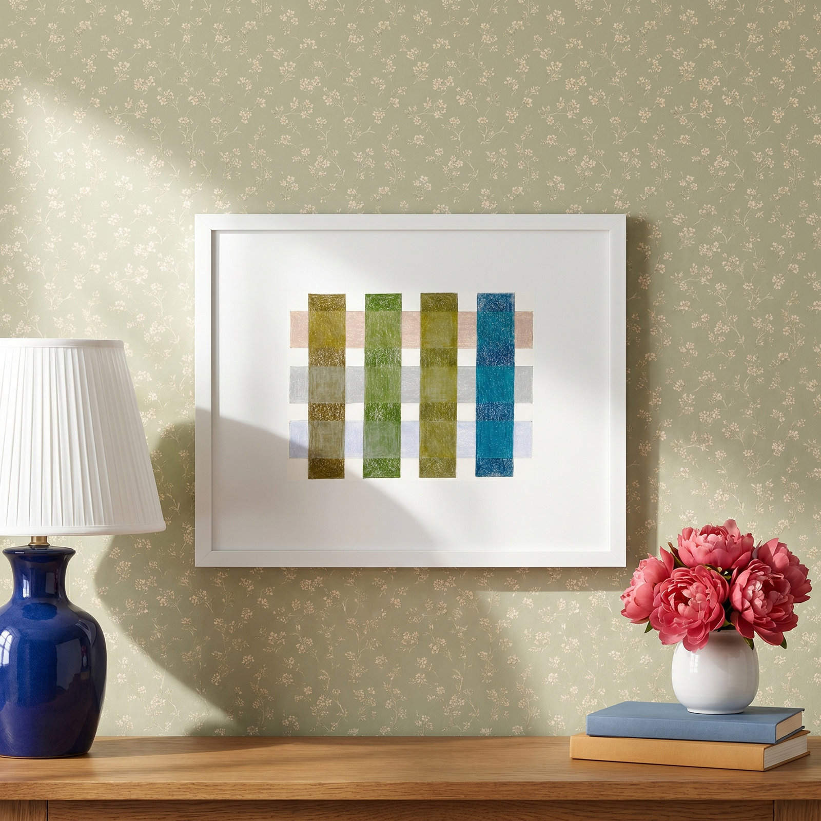 Lancel "Gridlock V" Print by Beth James, White Framed, 16'' H X 20'' W X 1.25'' D