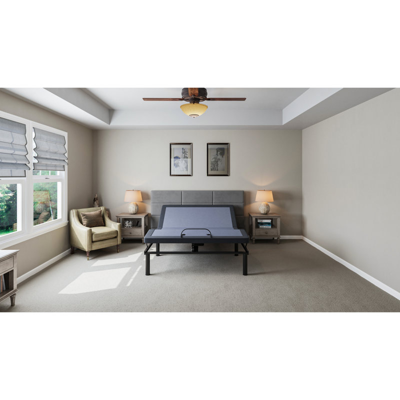 Base de lit grand ajustable Os2 - Réglages de la position de la tête et des pieds, mémoire programmable, compatible, capacité de 850 lb, personnalisations pour grand lit bleu, position mémoire, télécommande sans fil,