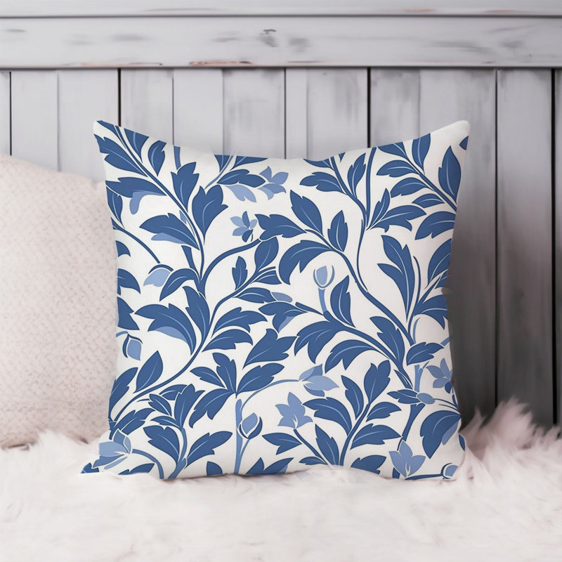 Botanical Blue Leaves Pattern I, 20"H x 20"W