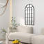 Aaren Modern Arch Window Wall Mirror for Living Room Bedroom, 110x65cm, Black