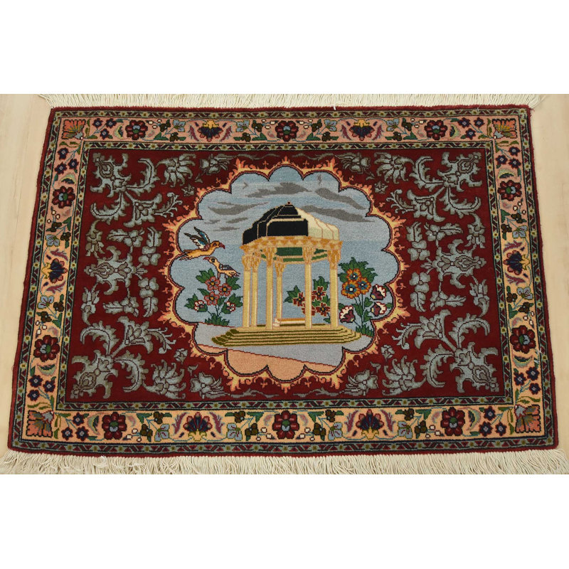 Tapis traditionnel rouge en laine noué à la main Tabriz