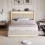 Upholstered Storage Bed with LED Headboard and Drawers-611722739-611722741