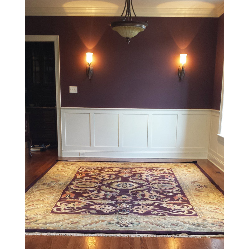Tapis oriental en laine touffeté à la main mauve / doré Lazzuro, Rectangle 11 pi 6 po x 17 pi 6 po