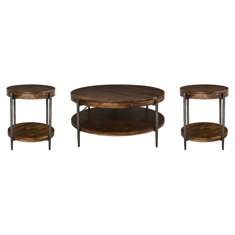 41 po Table basse ronde avec 2 tables de bout