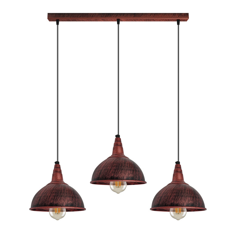 Posey 3 - Light Rustic Red Kitchen Island Pendant, Yes