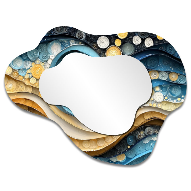 Temporal Flux Of Moon Abstract Spirals I - Abstract Spirals Asymmetrical Wall Mirror, Modern Vanity Mirror, Printed on Metal