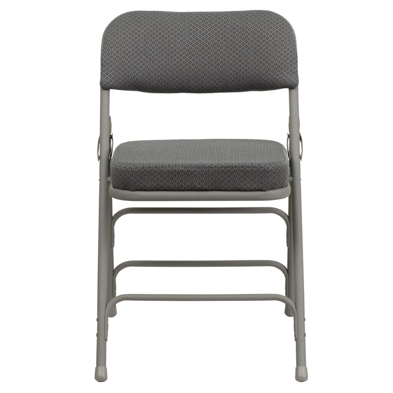 Chaise pliante recouverte en métal Oliverson, Gris, H 30 po x l 18,5 po x P 19 po