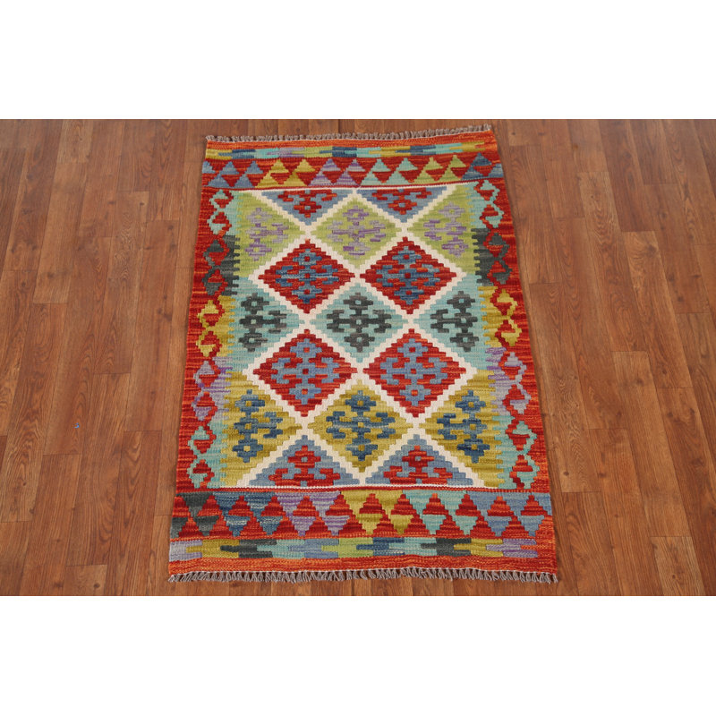 Tapis oriental en laine South Western Kilim 3 x 4
