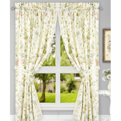 Erie Floral Semi-Sheer Cotton Blend Rod Pocket Curtain Panel