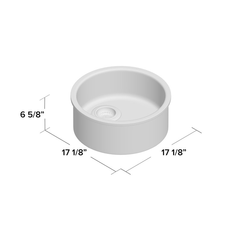 17" L x 17" W Undermount Kitchen Sink