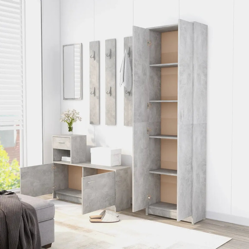 Ignatius 2 Door Wood Wardrobe, Concrete Grey