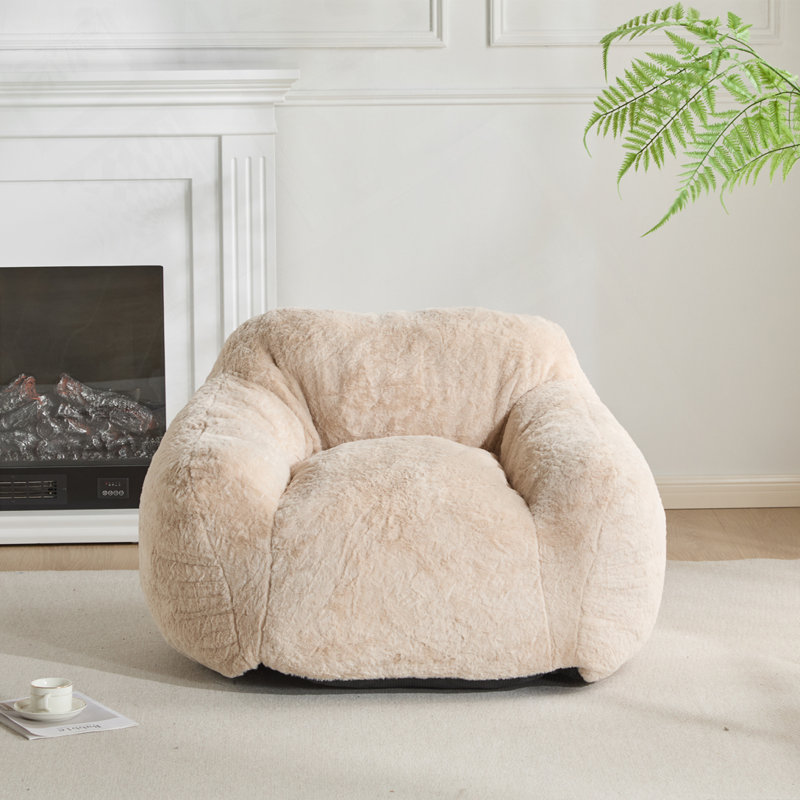 Fauteuil à billes Accent, H 25,5 po x l 40 po x P 38 po, Fausse fourrure beige