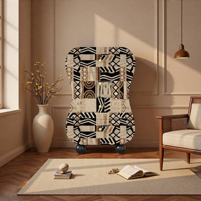 Armoire de rangement en bois à motif géométrique abstrait