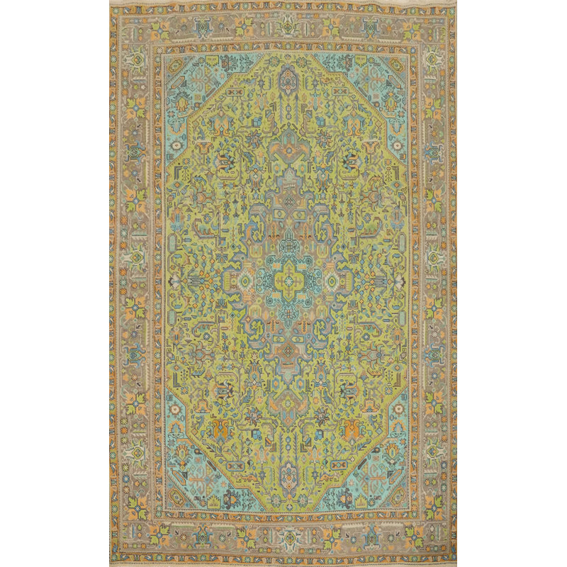 Handmade Wool Green Traditional Area Rug 8x11