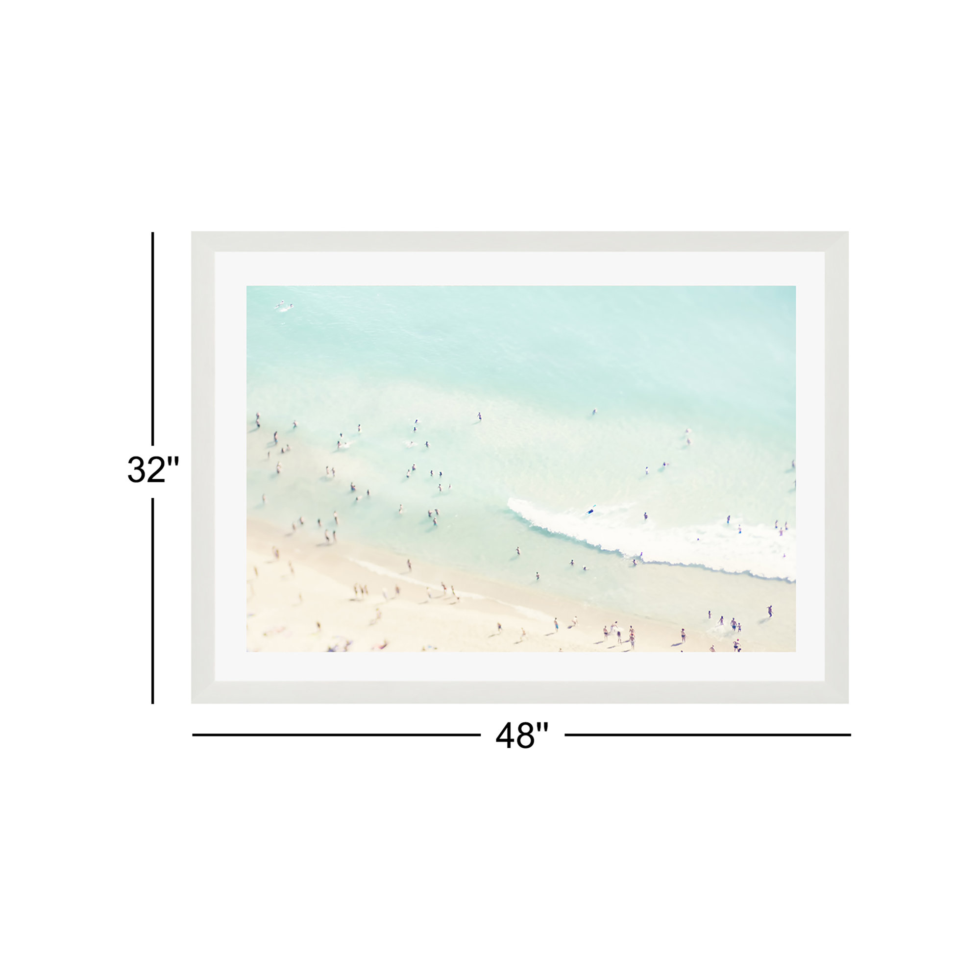 Beach Summer Love Ll by Ingrid Beddoes, 32" H x 48" W x 0.75" D, White Single Picture Framed, Yes