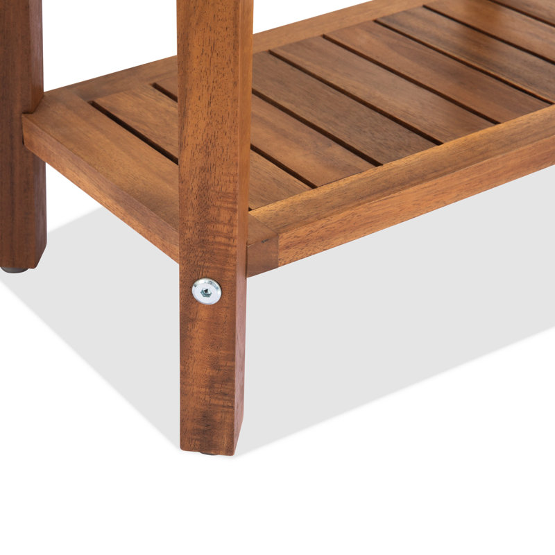 19"W Solid Wood Shower Bench, Natural Wood