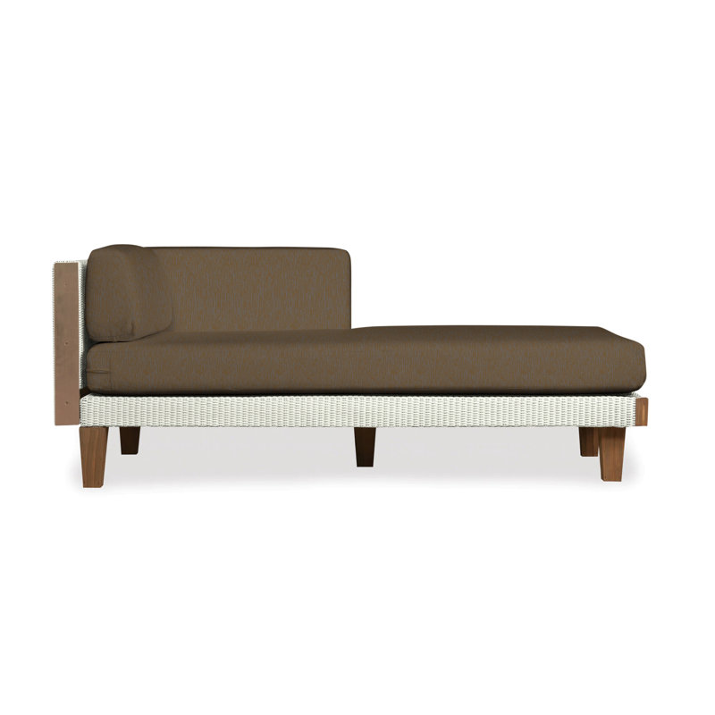 Catalina Outdoor Teak Chaise Lounge, Sailcloth Seagull, Ivory