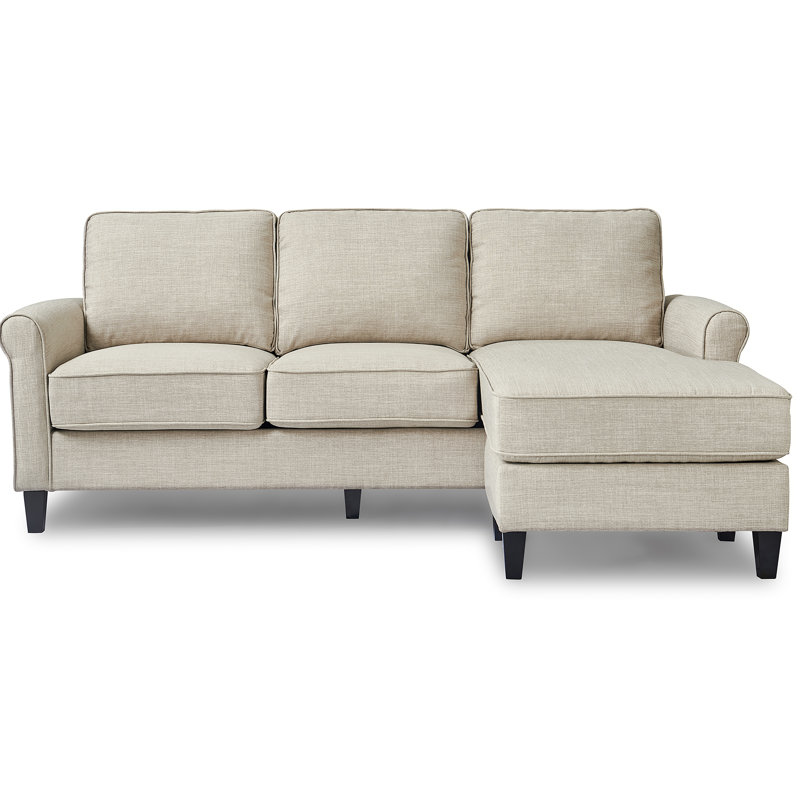 Canapé modulaire réversible avec méridienne Serta Harmon, Gris clair cendré, Accoudoirs roulés