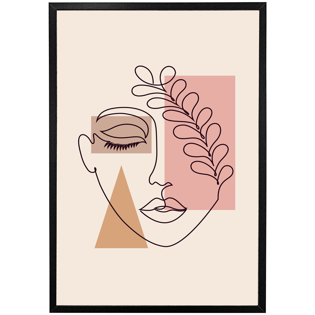 Athenea Minimal Line Drawing Of Womans Face - Single Picture Frame Print