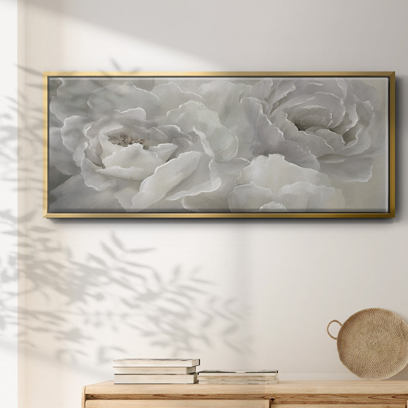 Doux pivoine, toile encadrée, H 20 po x l 50 po