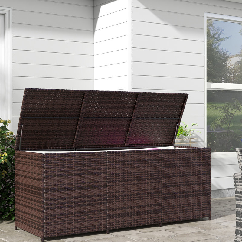 Pe Outdoor Box - 175 Gallon Storage With Inner Liner For Patio Furniture Cushions Mixed Brown Deck