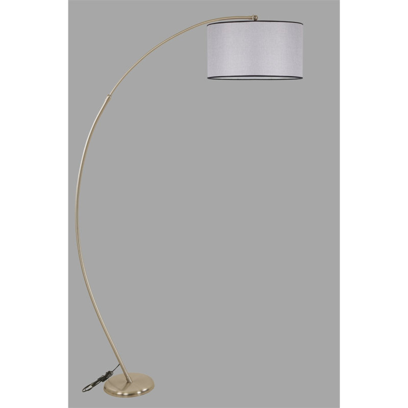 Emelia 185cm Arched Floor Lamp, Light Grey, Bronze