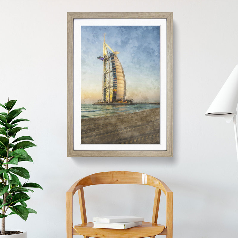 The Burj Al Arab in Dubai Vol.1 - Picture Frame Painting, 36cm H x 27cm W x 2cm D, Oak Framed