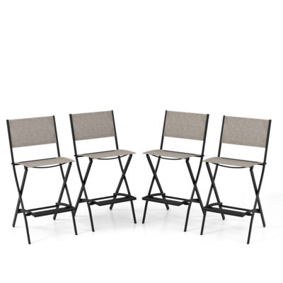 Ensemble de 4 tabourets pliants d'extérieur avec cadre en métal et repose-pieds